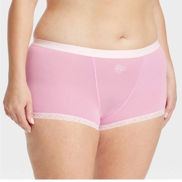 Auden Other - Auden Women's Pink Lace Trim Boyshorts
